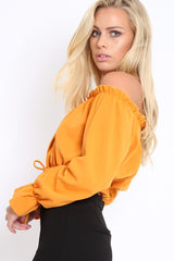 Mustard Key Hole Bust Crop Top - Caitie-Crop Tops