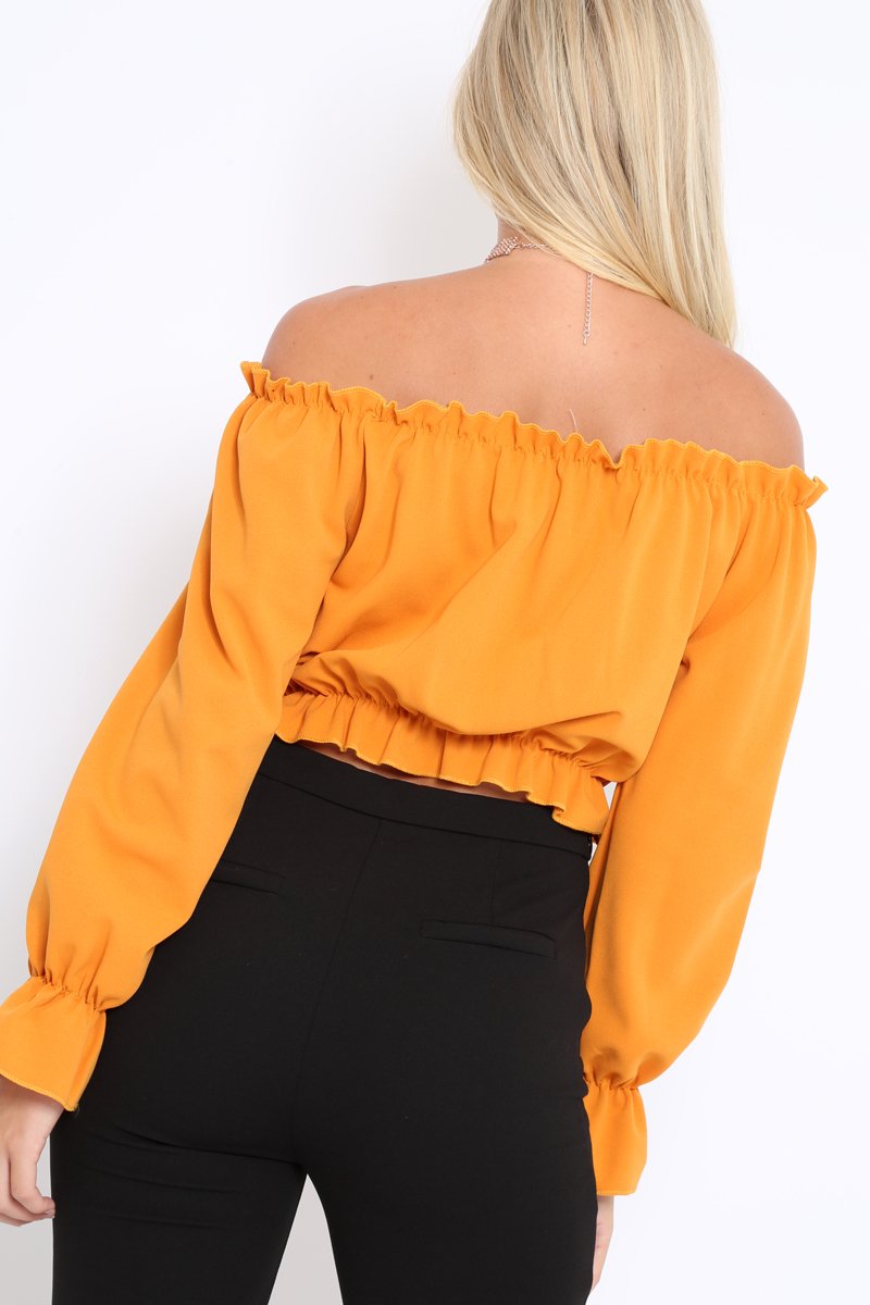 Mustard Key Hole Bust Crop Top - Caitie-Crop Tops