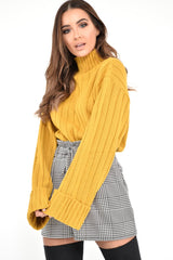 Mustard Knit High Neck Jumper - Jaelynn-Jumper