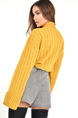 Mustard Knit High Neck Jumper - Jaelynn-Jumper