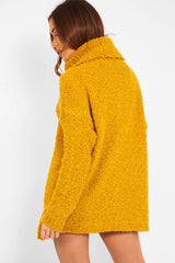 Mustard Knitted Borg Oversized Roll Neck Jumper - Ebbie-Jumper