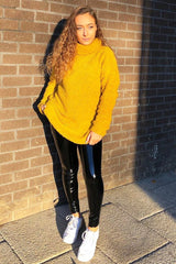 Mustard Knitted Borg Oversized Roll Neck Jumper - Ebbie-Jumper