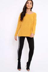 Mustard Knitted Jumper with Bow Back - Oliviah-Jumper