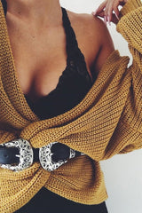 Mustard Knot Knit Jumper - Kerri-Jumper