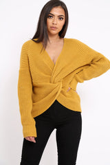Mustard Knot Knit Jumper - Kerri-Jumper