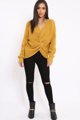 Mustard Knot Knit Jumper - Kerri-Jumper