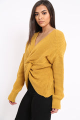 Mustard Knot Knit Jumper - Kerri-Jumper