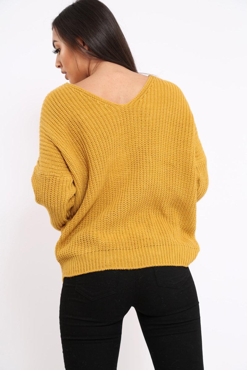 Mustard Knot Knit Jumper - Kerri-Jumper