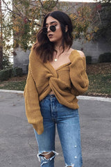 Mustard Knot Knit Jumper - Kerri-Jumper