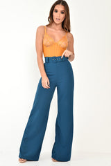 Mustard Lace Cup Stripe Bodice Bodysuit - Paislea-Bodysuits