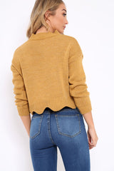 Mustard Lace up Jumper - Deena-Jumper