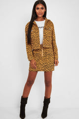 Mustard Leopard Crop Trucker Jacket And Skirt Co-ord - Adalay-Co-ords