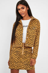 Mustard Leopard Crop Trucker Jacket And Skirt Co-ord - Adalay-Co-ords