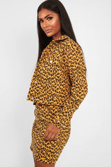 Mustard Leopard Crop Trucker Jacket And Skirt Co-ord - Adalay-Co-ords