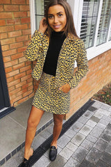 Mustard Leopard Crop Trucker Jacket And Skirt Co-ord - Adalay-Co-ords