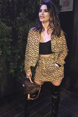 Mustard Leopard Crop Trucker Jacket And Skirt Co-ord - Adalay-Co-ords