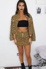Mustard Leopard Crop Trucker Jacket And Skirt Co-ord - Adalay-Co-ords