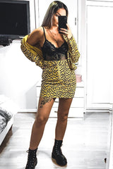 Mustard Leopard Crop Trucker Jacket And Skirt Co-ord - Adalay-Co-ords