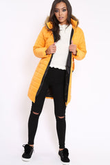 Mustard Longline Puffer Jacket - Alexandra-Coats