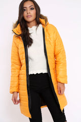 Mustard Longline Puffer Jacket - Alexandra-Coats