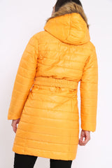 Mustard Longline Puffer Jacket - Alexandra-Coats