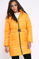 Mustard Longline Puffer Jacket - Alexandra-Coats