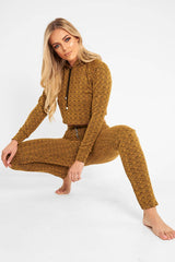 Mustard Marl Hooded Loungewear Set - Olevia-Loungewear