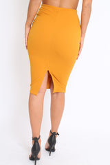 Mustard Midi Bodycon Skirt - Tiffy-Skirts