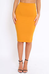 Mustard Midi Bodycon Skirt - Tiffy-Skirts