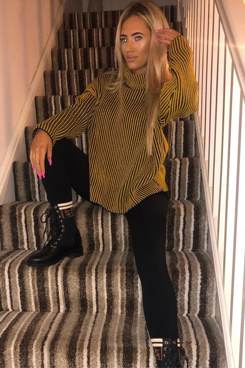 Mustard Ottoman Rib Roll Neck Jumper - Renee-Jumper