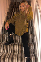 Mustard Ottoman Rib Roll Neck Jumper - Renee-Jumper