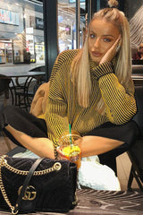 Mustard Ottoman Rib Roll Neck Jumper - Renee-Jumper