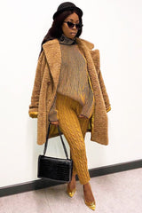 Mustard Ottoman Rib Roll Neck Jumper - Renee-Jumper