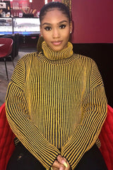 Mustard Ottoman Rib Roll Neck Jumper - Renee-Jumper