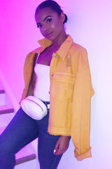Mustard Oversized Denim Jacket - Aavya-Jackets