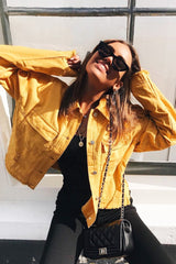 Mustard Oversized Denim Jacket - Aavya-Jackets