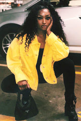 Mustard Oversized Denim Jacket - Aavya-Jackets
