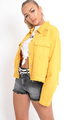 Mustard Oversized Denim Jacket - Aavya-Jackets