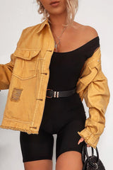 Mustard Oversized Denim Jacket - Aavya-Jackets