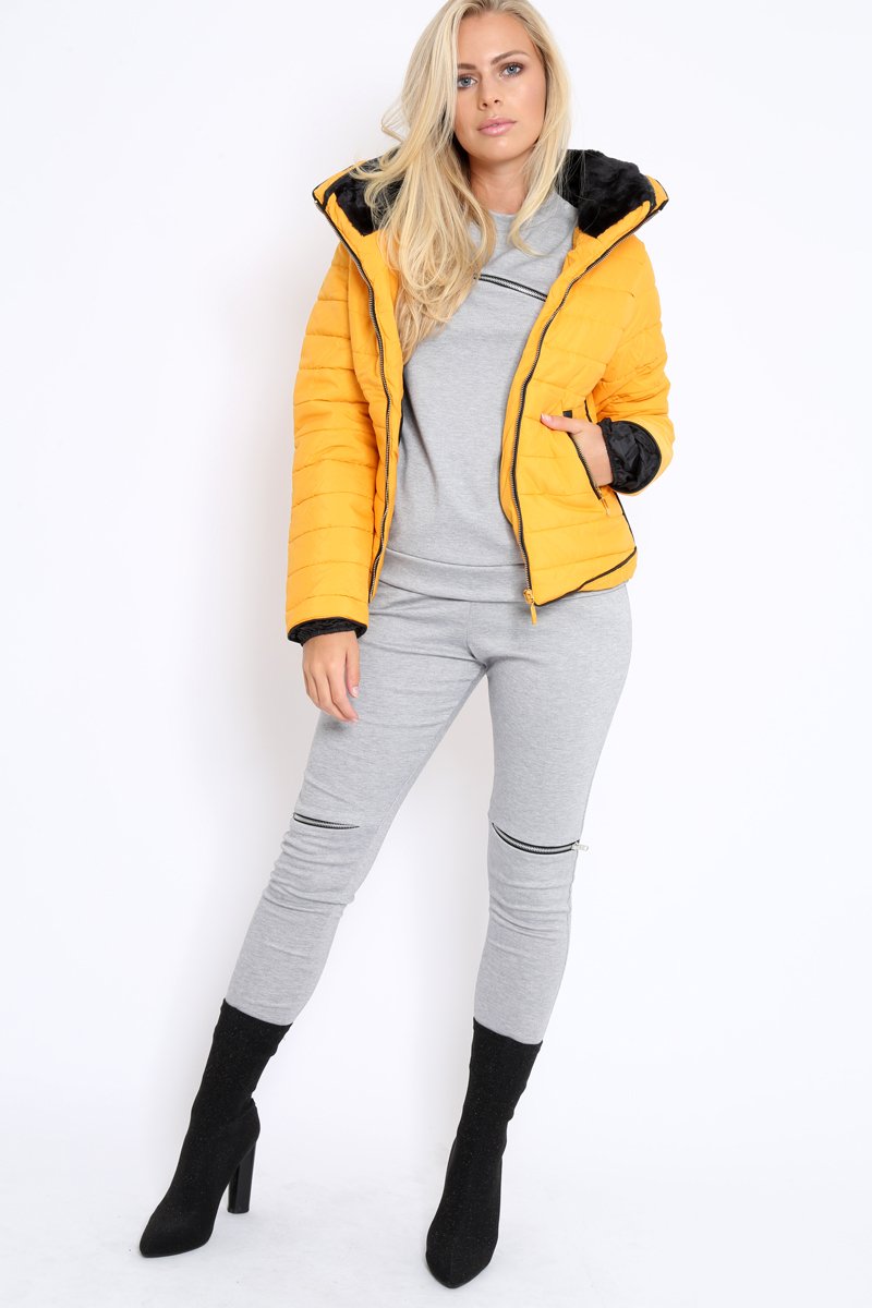 Mustard Padded Coat - Zara-Coats