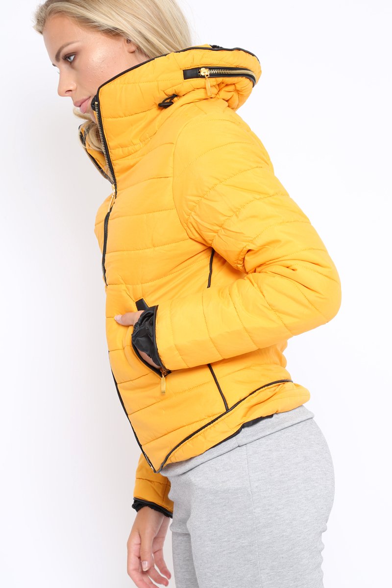 Mustard Padded Coat - Zara-Coats