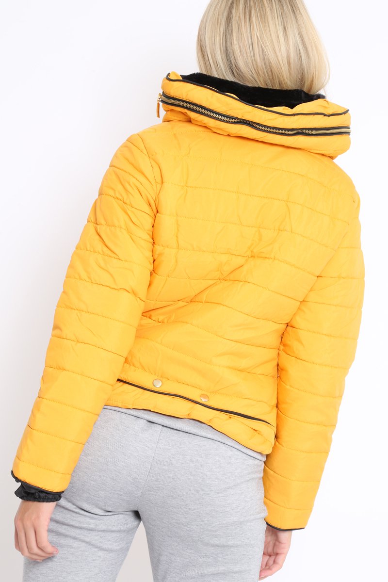 Mustard Padded Coat - Zara-Coats