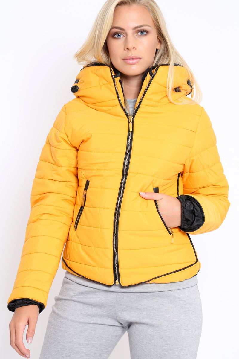 Mustard Padded Coat - Zara-Coats