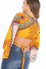 Mustard Paisley Crop Top - Tazmin-Co-ords