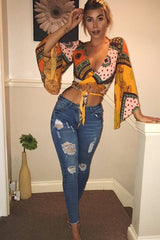 Mustard Paisley Crop Top - Tazmin-Co-ords