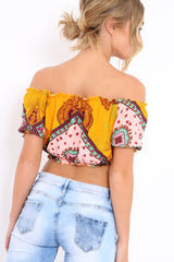 Mustard Paisley Print Crop Top - Jada-Crop Tops