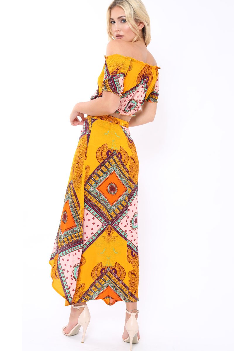 Mustard Paisley Print Skirt - Jada-Co-ords