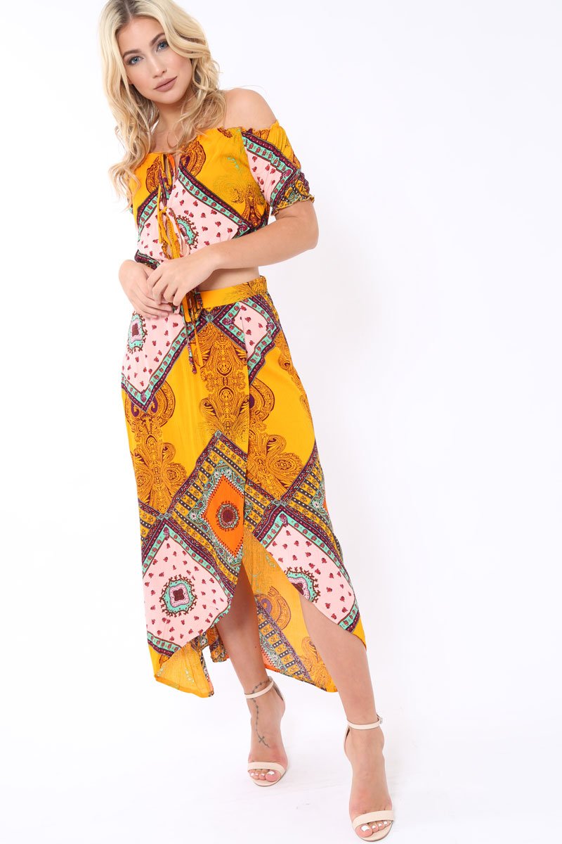 Mustard Paisley Print Skirt - Jada-Co-ords