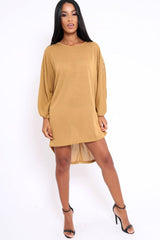 Mustard Pearl Detail Jumper Dress - Ammi-Dresses