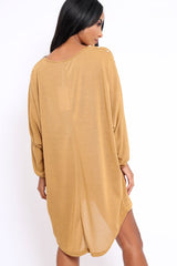 Mustard Pearl Detail Jumper Dress - Ammi-Dresses